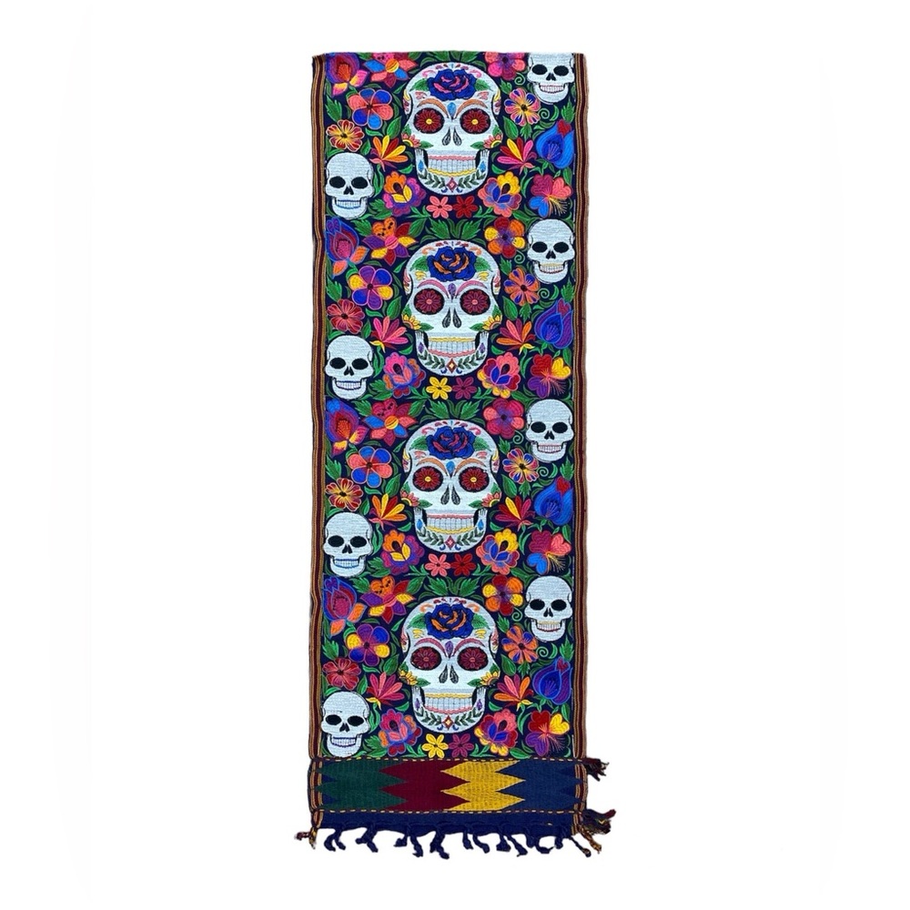 Skull Embroidered Table Runner